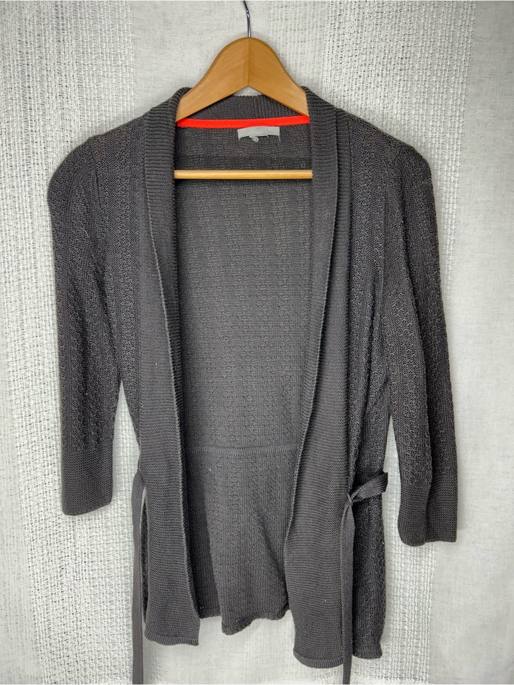 H&M Charcoal Open-Front Knit Cardigan with Self Tie